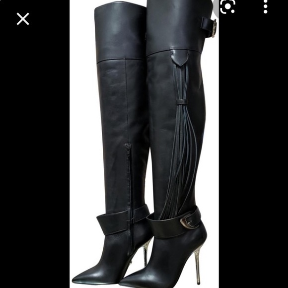 ❤️keeping VERSACE OTK over the knee boots black tassel - Picture 5 of 16